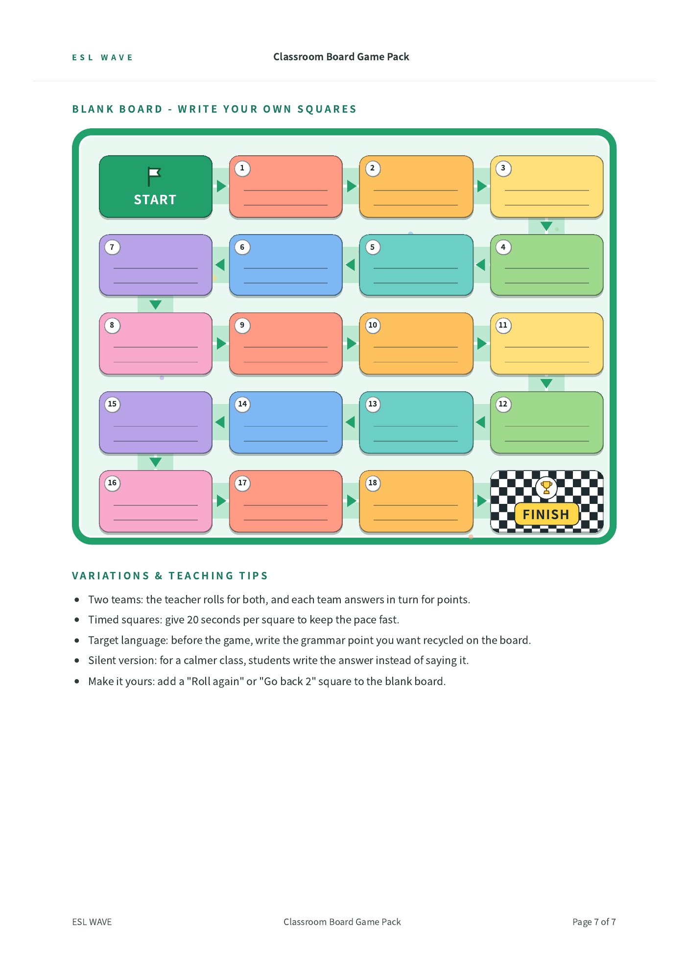 Classroom Board Game Pack — page 7 of 7