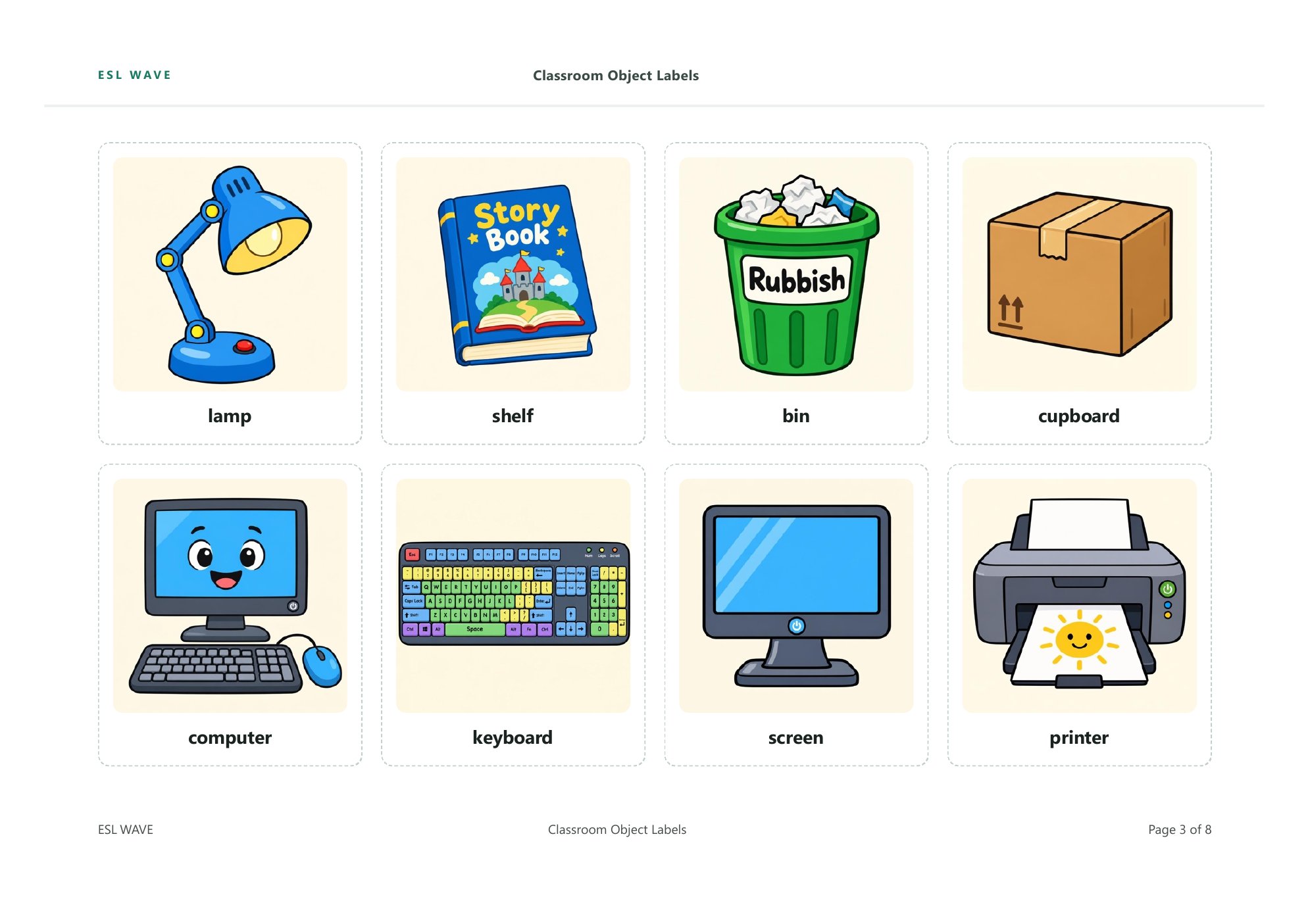 Classroom Object Labels — page 3 of 8