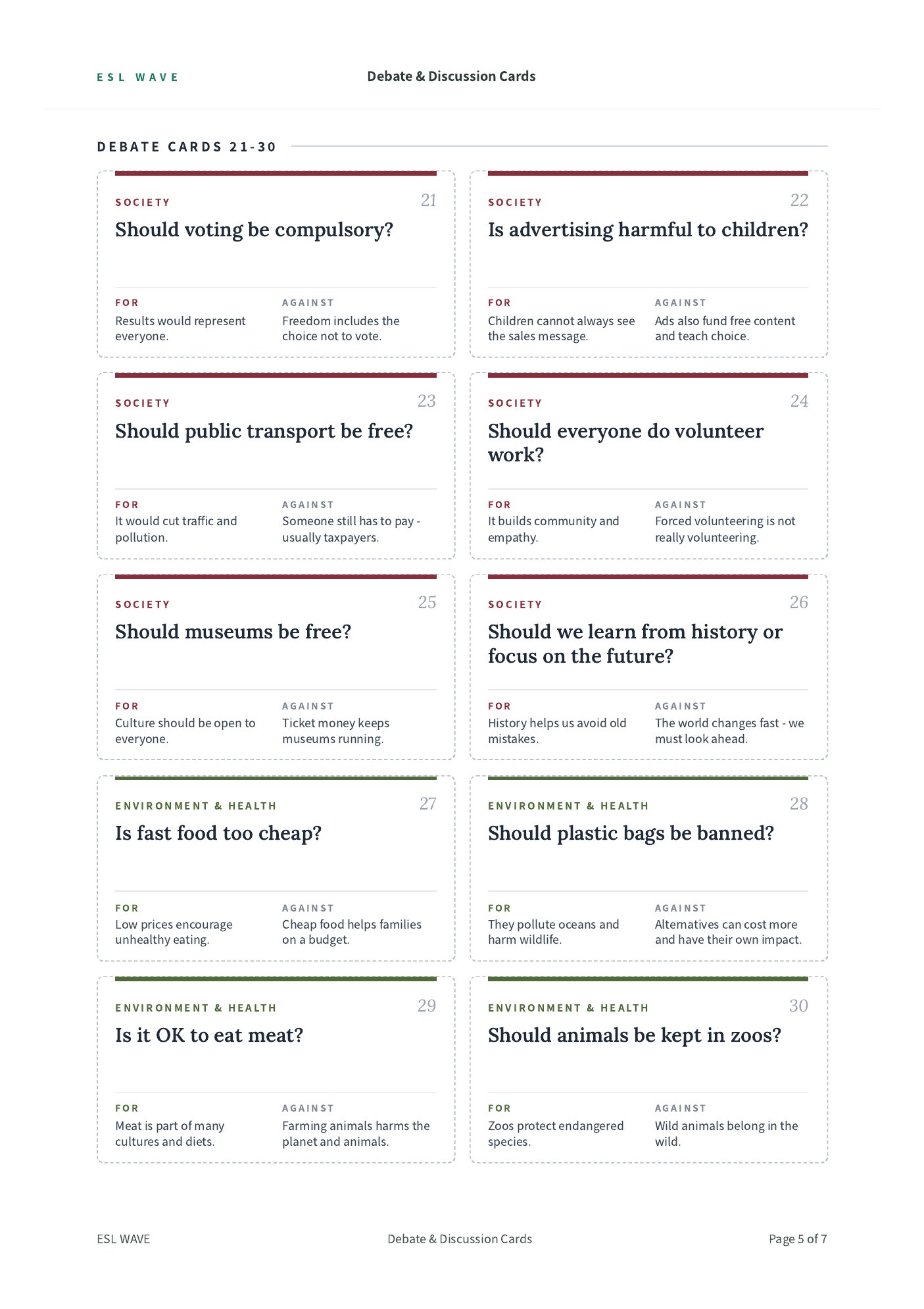 Debate & Discussion Cards — page 5 of 7