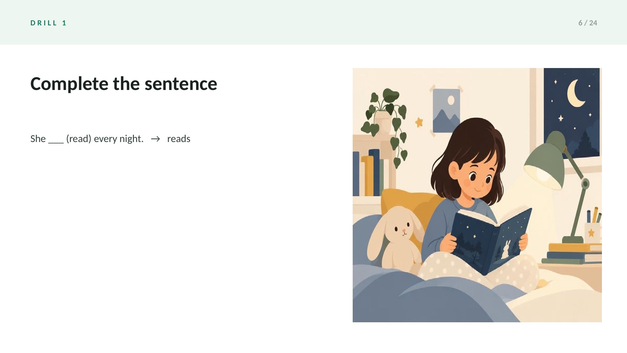 Grammar Drills: Present Tenses Deck — page 6 of 24