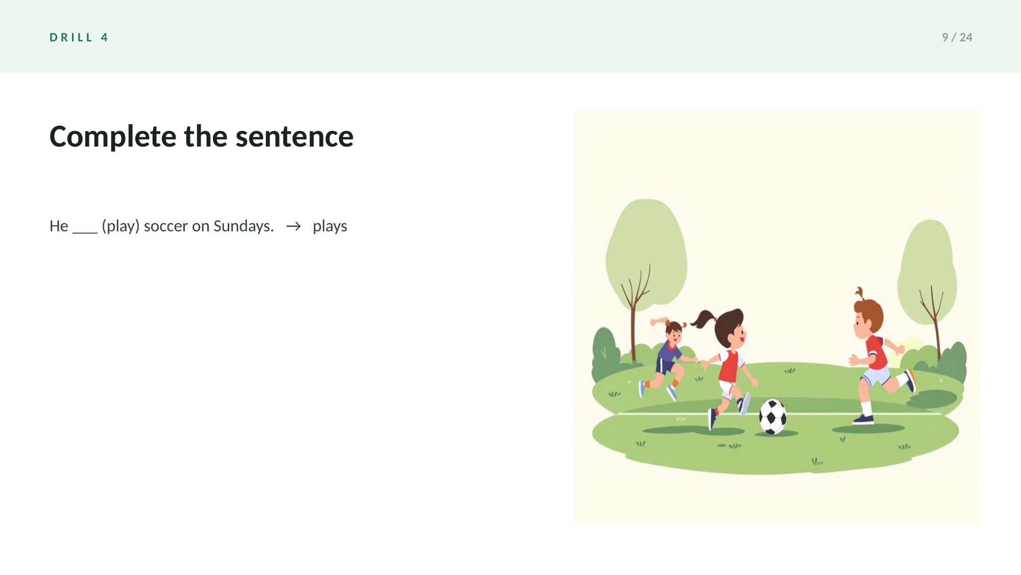 Grammar Drills: Present Tenses Deck — page 9 of 24
