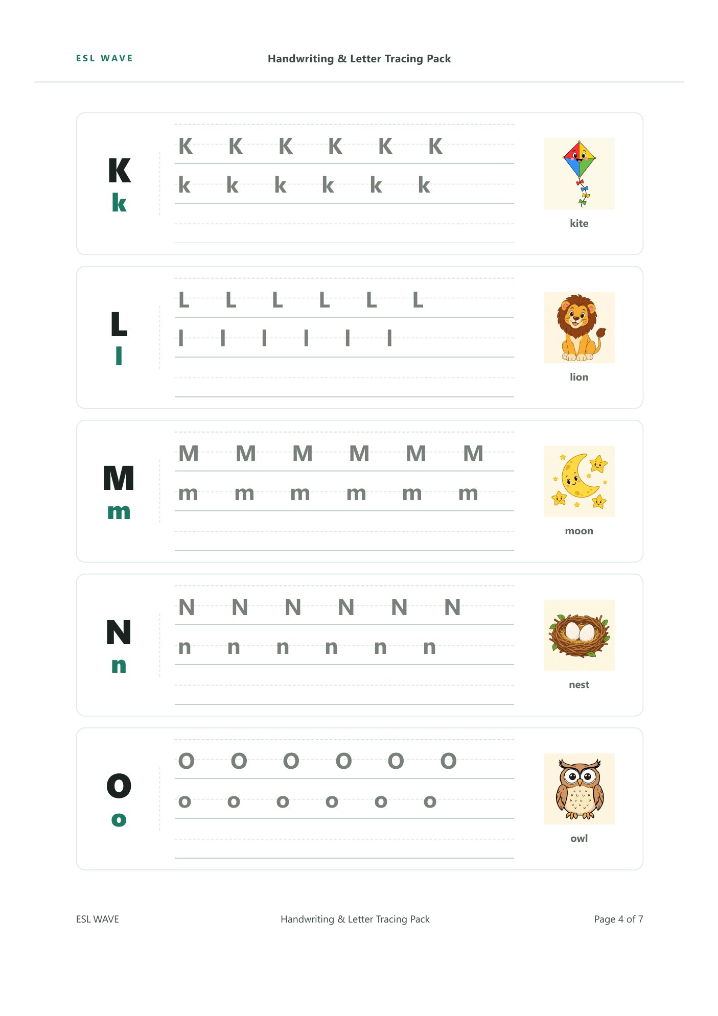 Handwriting & Letter Tracing Pack — page 4 of 7