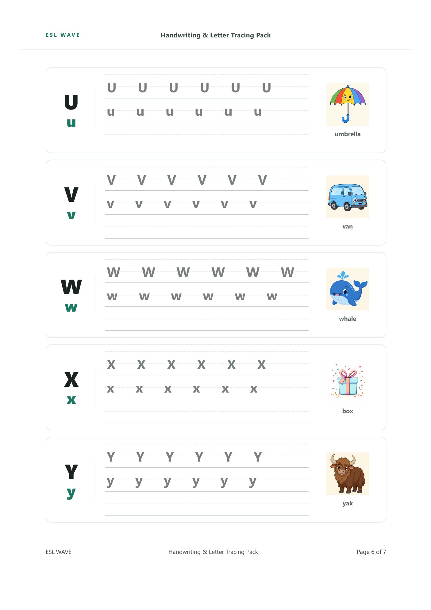 Handwriting & Letter Tracing Pack — page 6 of 7