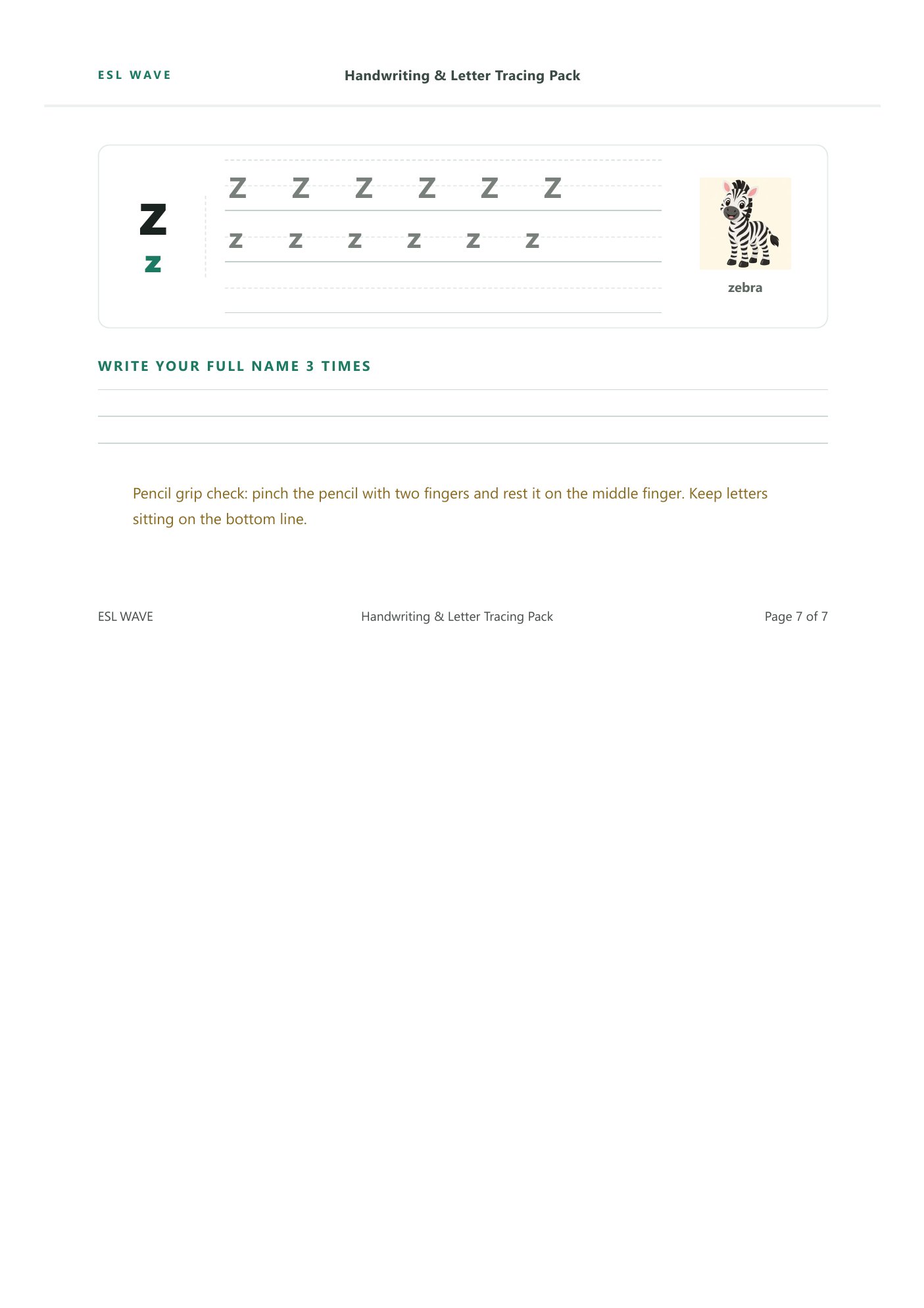Handwriting & Letter Tracing Pack — page 7 of 7