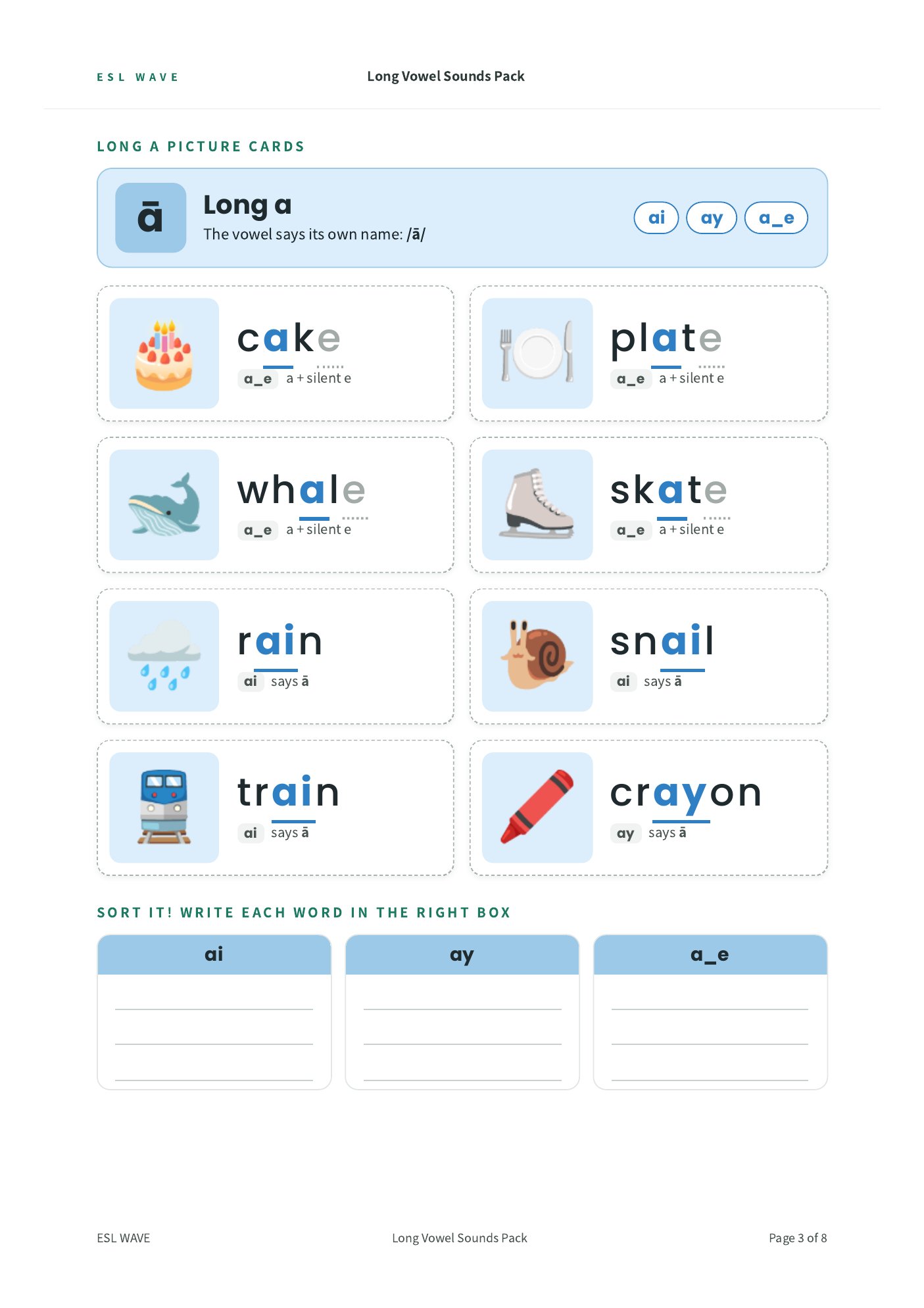 Long Vowel Sounds Pack — page 3 of 8