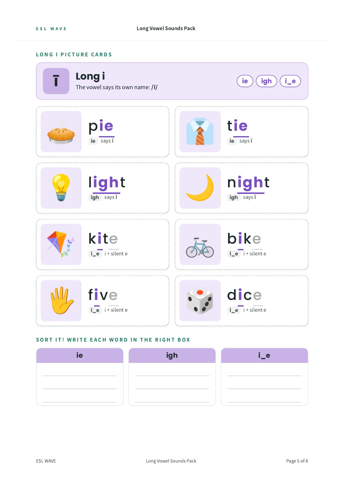 Long Vowel Sounds Pack — page 5 of 8