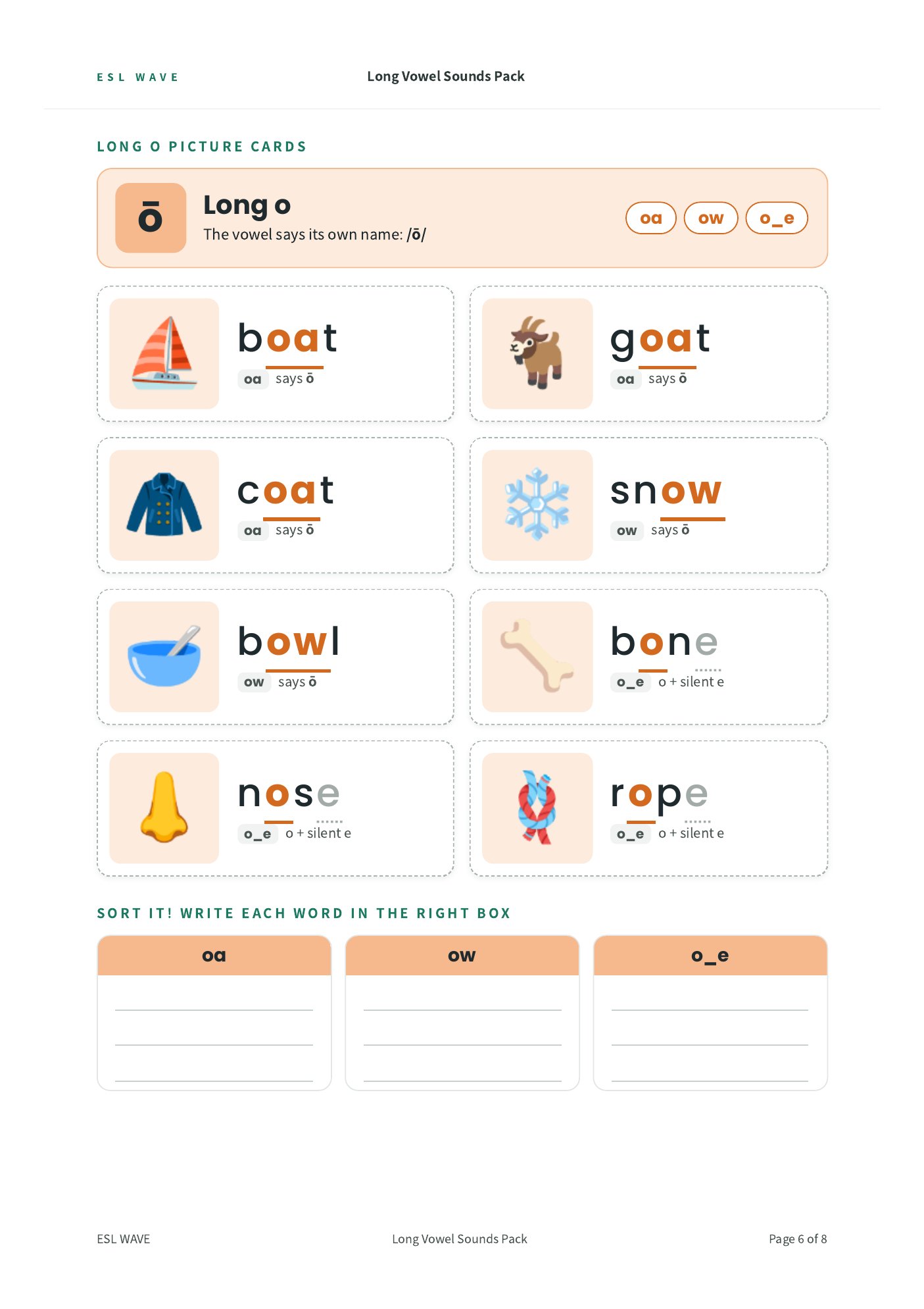 Long Vowel Sounds Pack — page 6 of 8