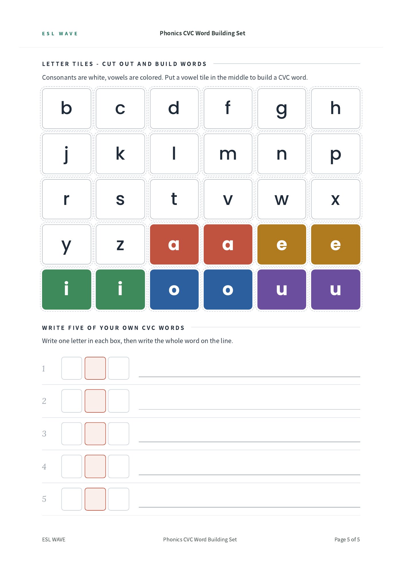 Phonics CVC Word Building Set — page 5 of 5