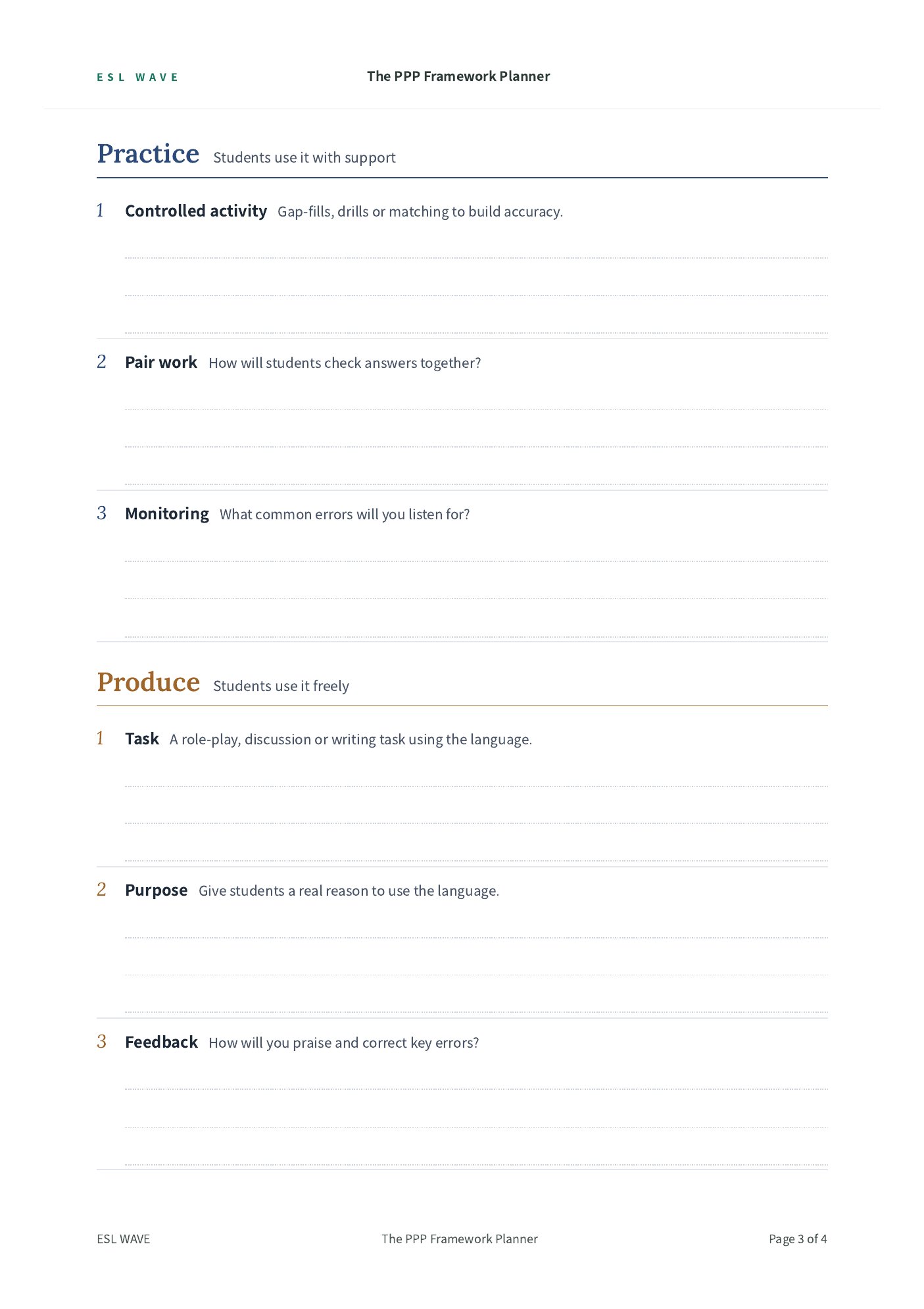 The PPP Framework Planner — page 3 of 4