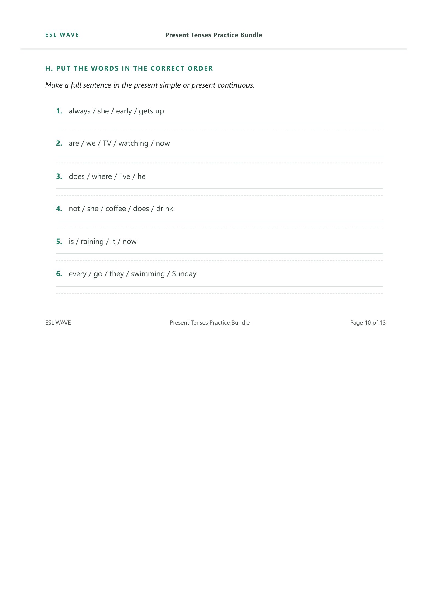 Present Tenses Practice Bundle — page 10 of 13