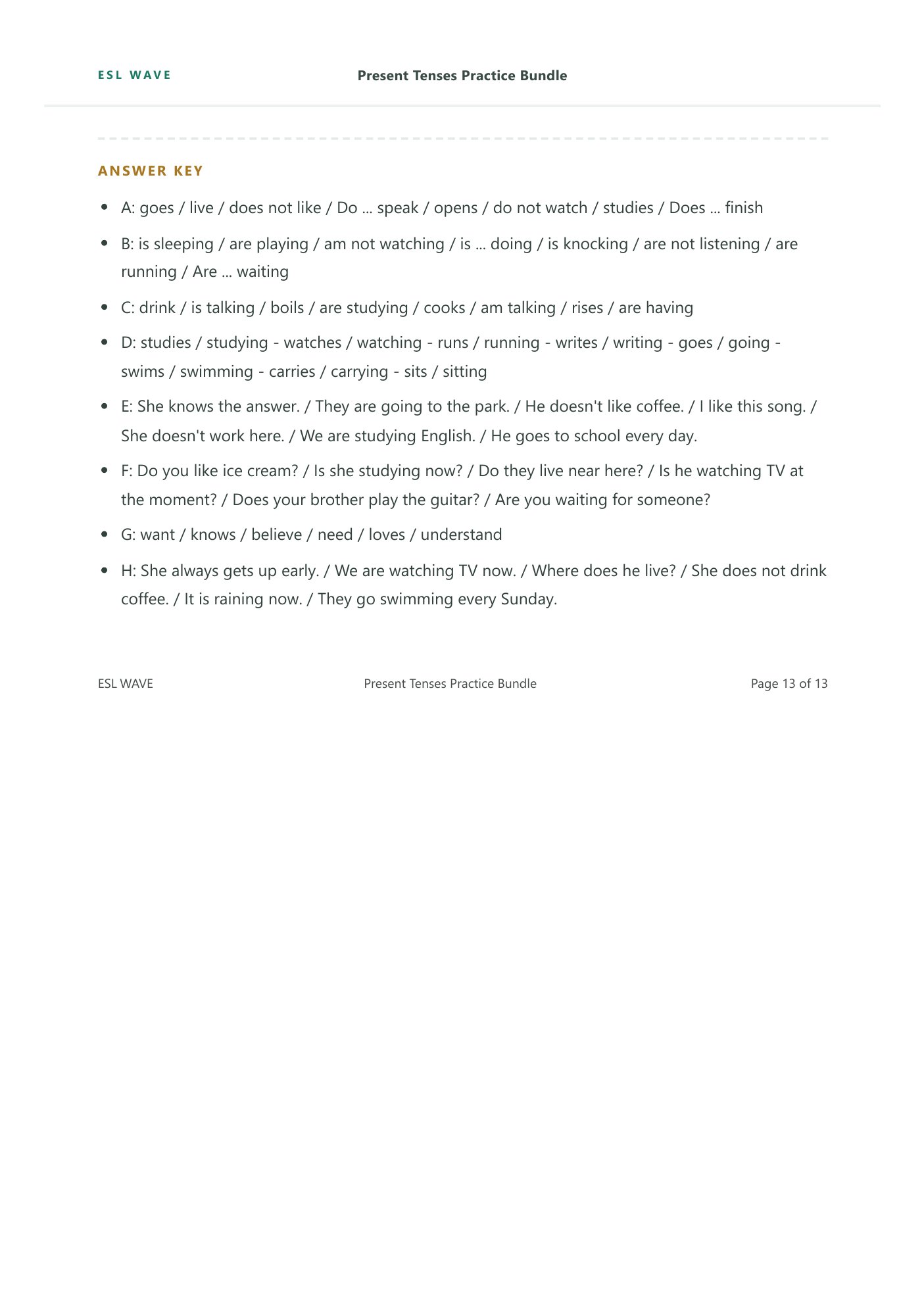 Present Tenses Practice Bundle — page 13 of 13