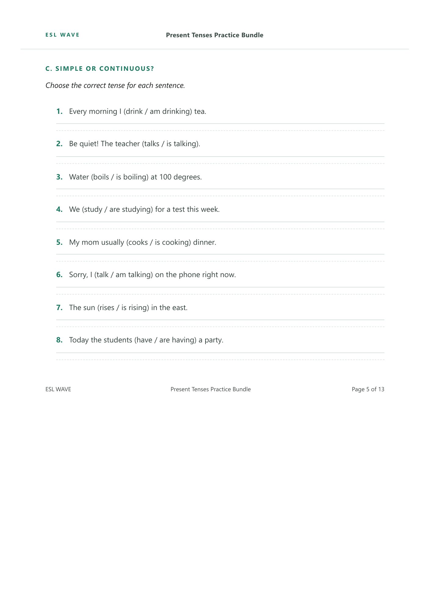 Present Tenses Practice Bundle — page 5 of 13