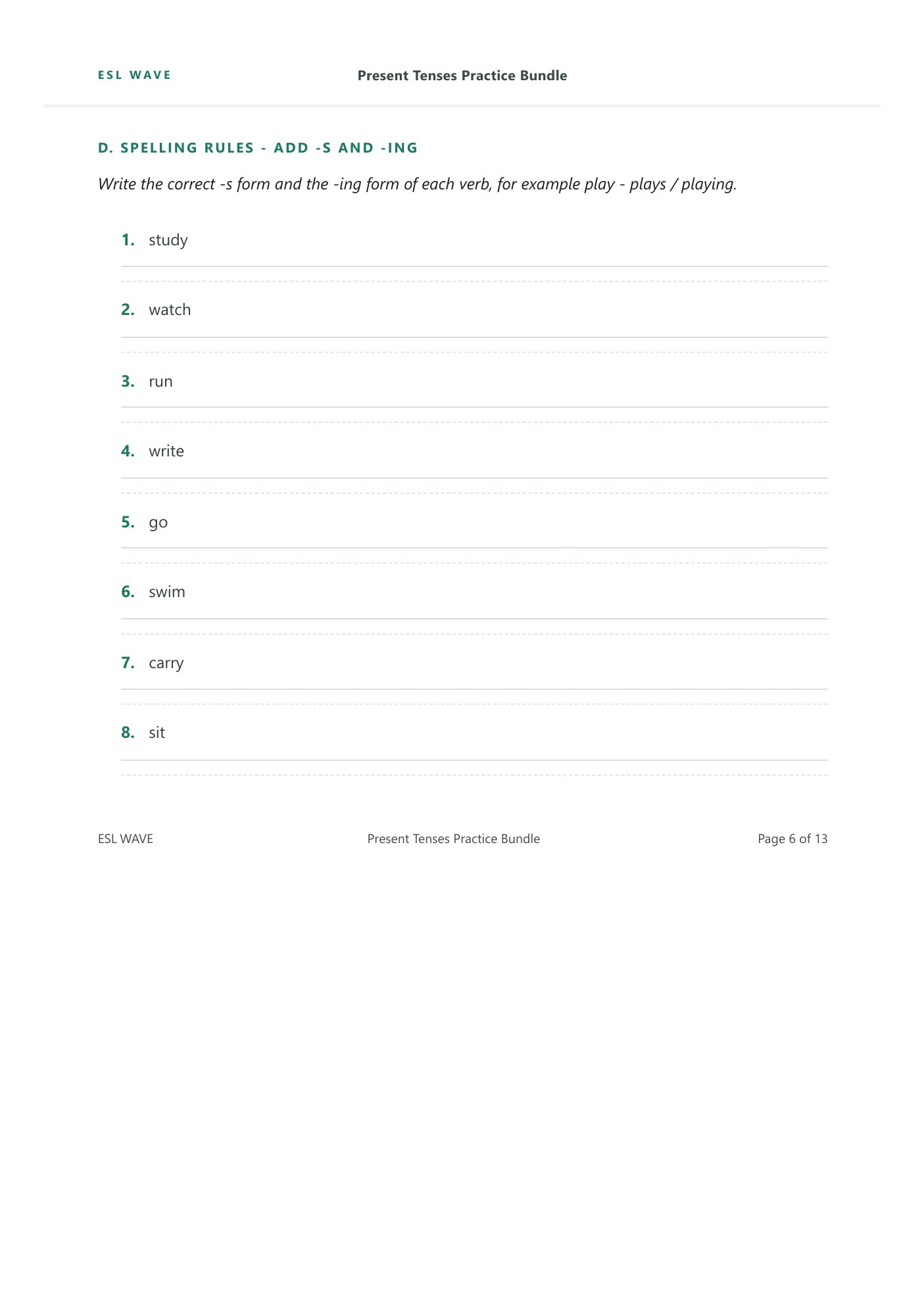Present Tenses Practice Bundle — page 6 of 13