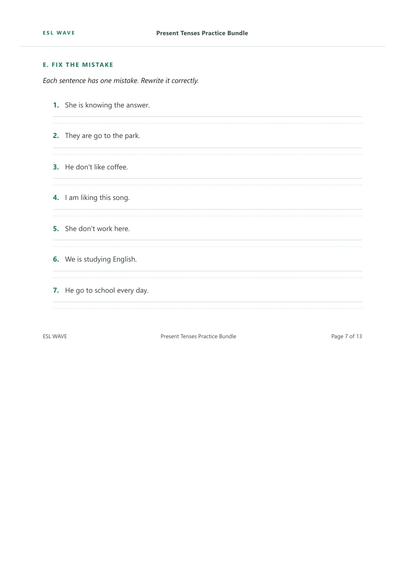 Present Tenses Practice Bundle — page 7 of 13