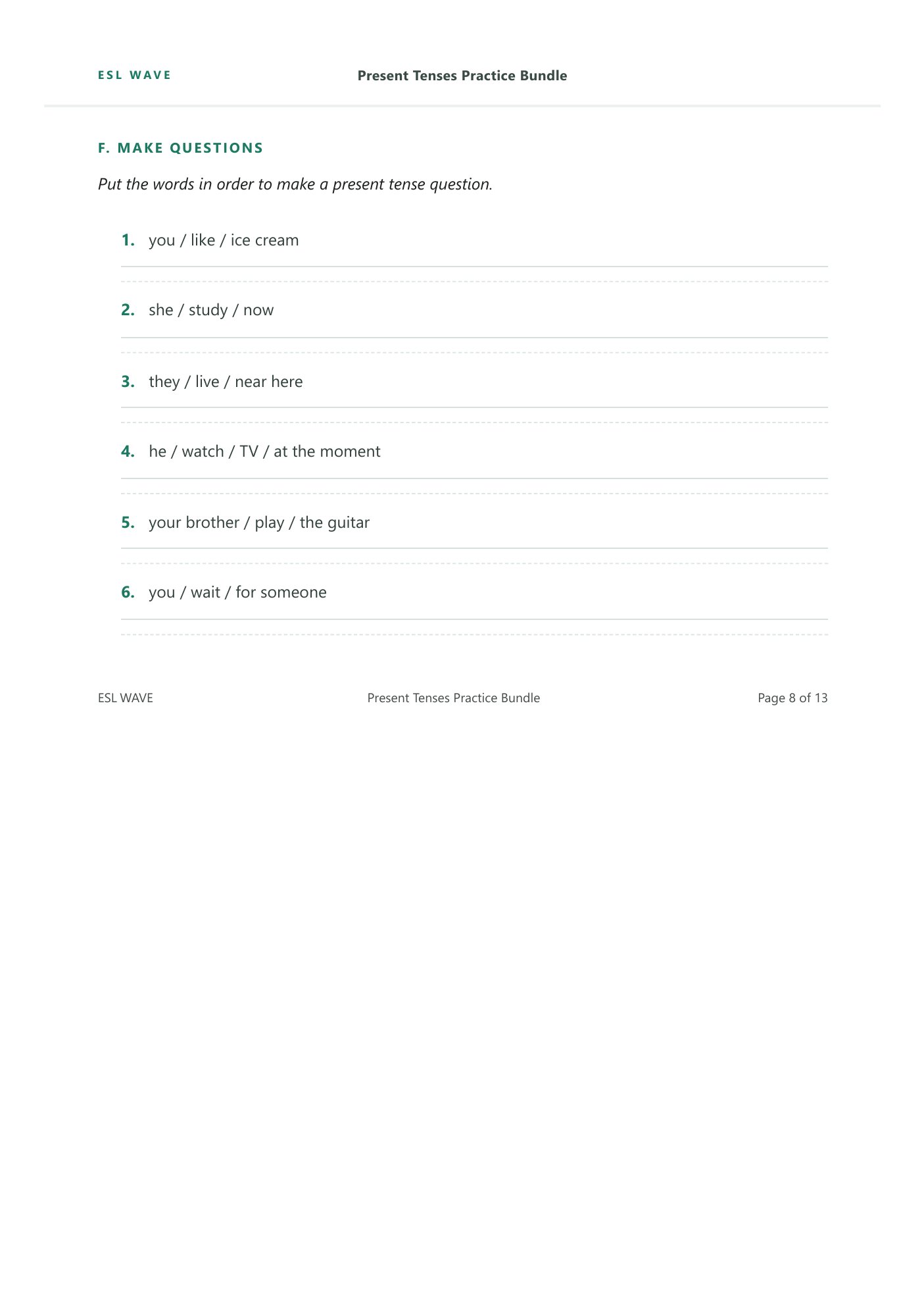 Present Tenses Practice Bundle — page 8 of 13