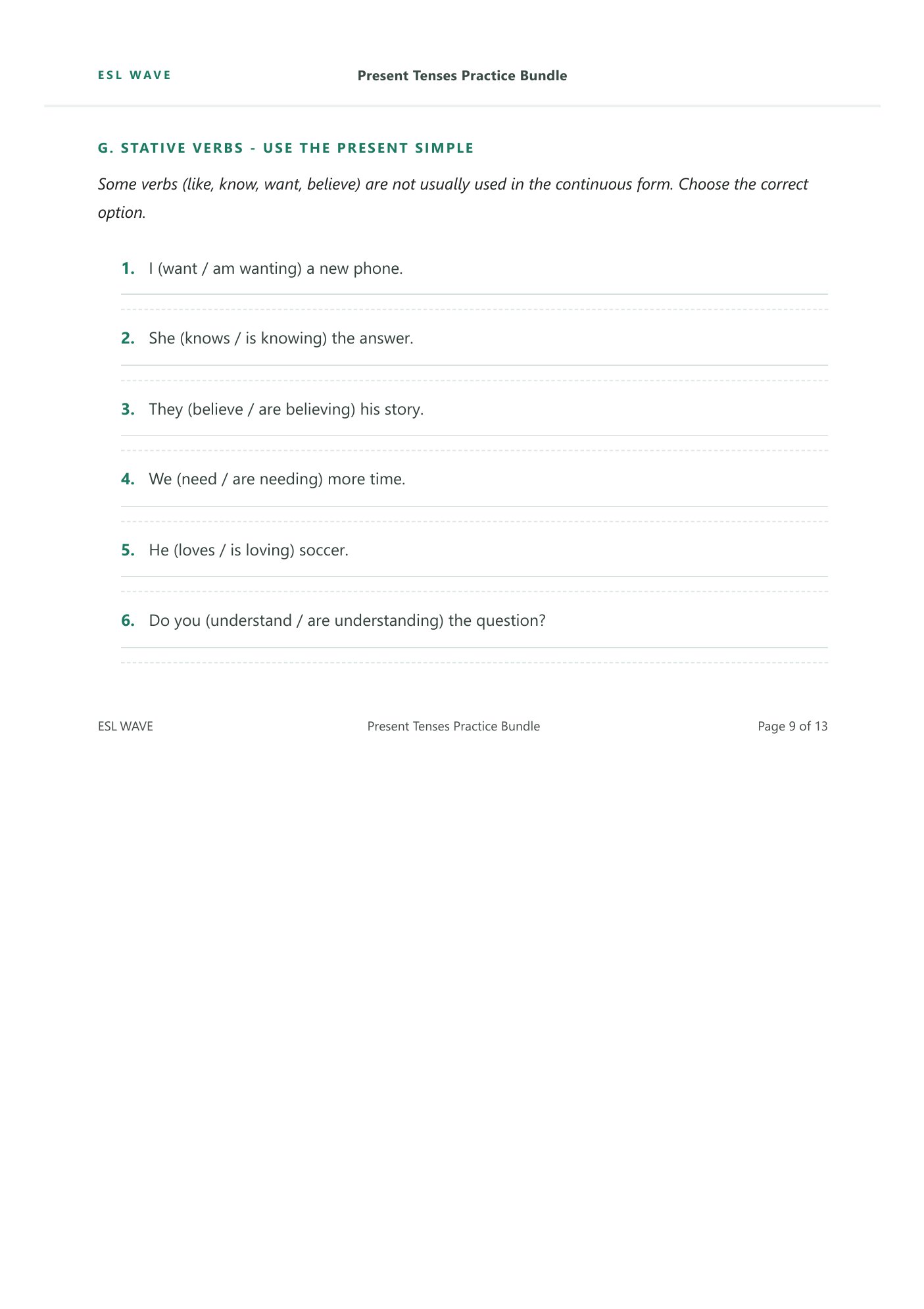 Present Tenses Practice Bundle — page 9 of 13