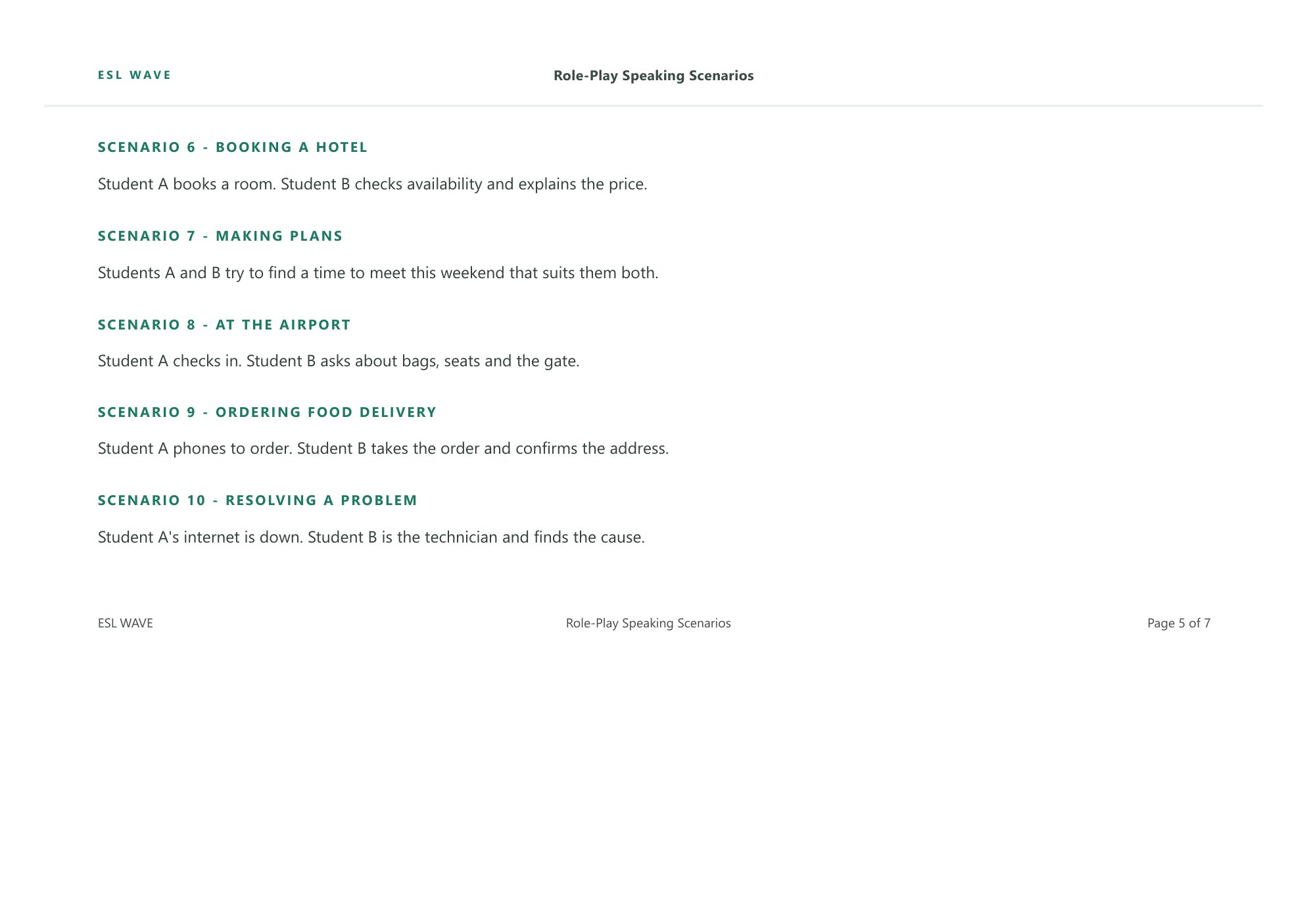 Role-Play Speaking Scenarios — page 5 of 7