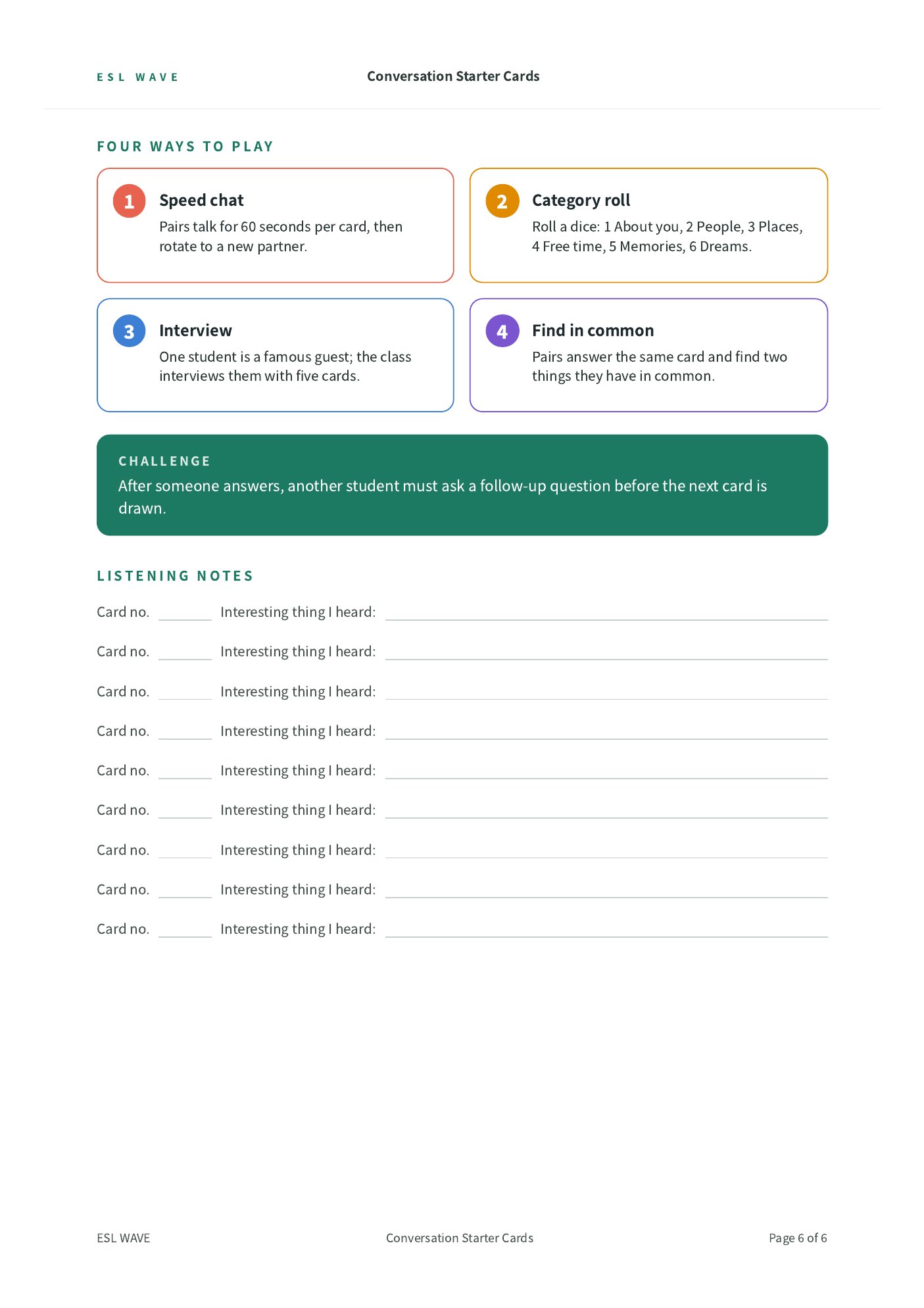 Conversation Starter Cards — page 6 of 6